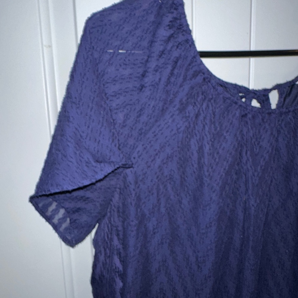 LC Lauren Conrad Navy Lace Blouse - Picture 3 of 3